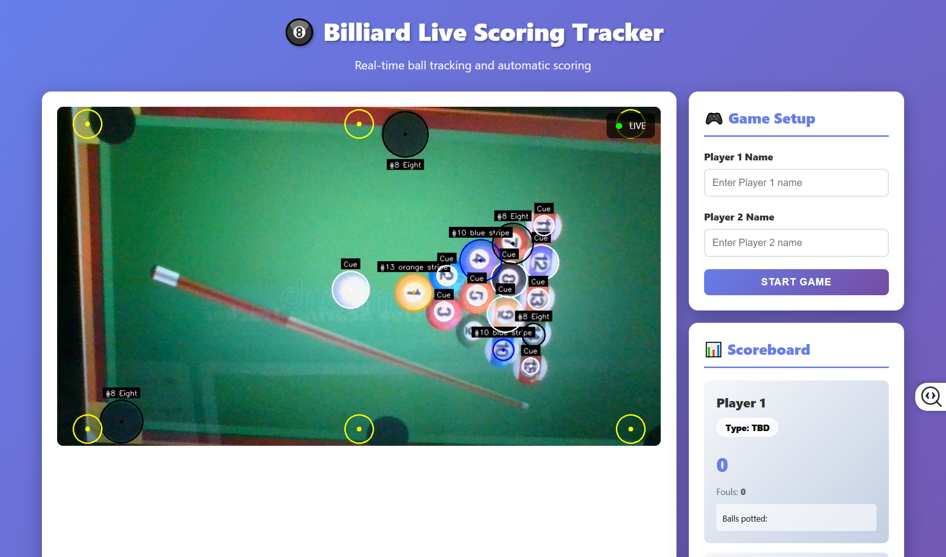Billiard Live Tracker