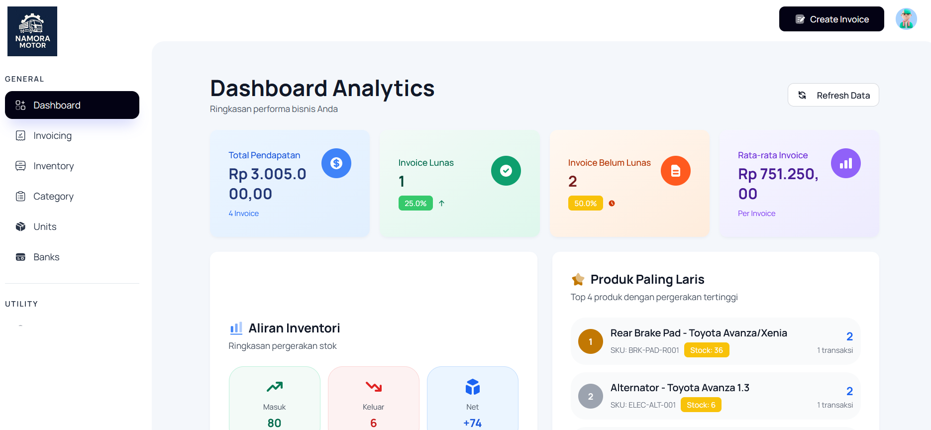 Invoicing App Namoramotor